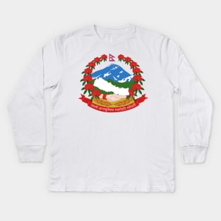 Emblem of Nepal Kids Long Sleeve T-Shirt